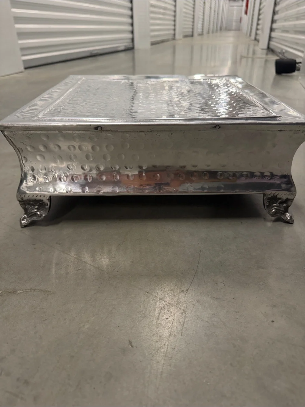 Hammered Silver Metal Serving Stand by